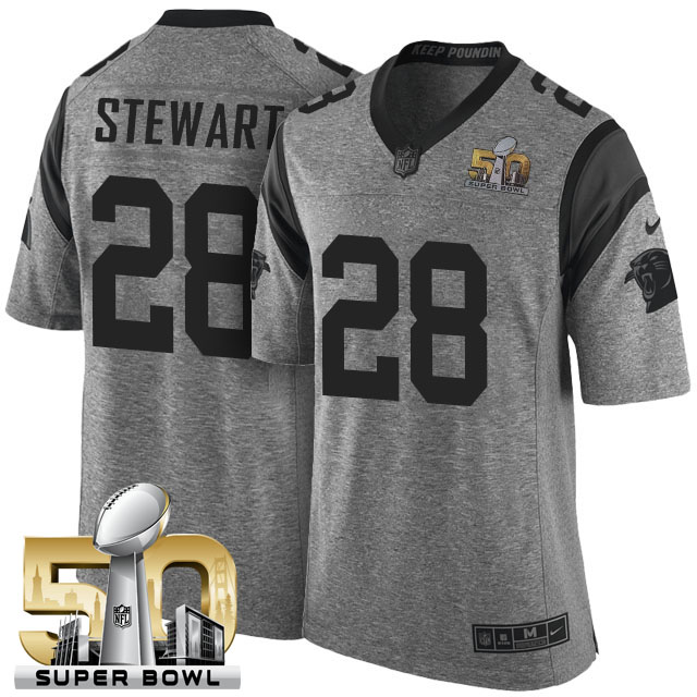 2016 Super Bowl 50 Carolina Panthers #28 Jonathan Stewart Gridiron Gray Limited Jersey