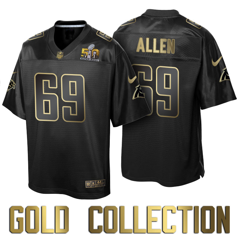 Carolina Panthers #69 Jared Allen Super Bowl 50th Black Gold Collection Jersey