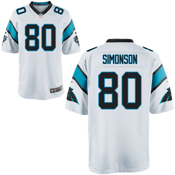 Men's Carolina Panthers #80 Scott Simonson White Elite Jersey