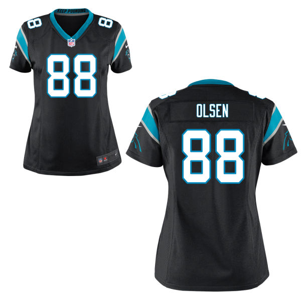 Women's Carolina Panthers #88 Greg Olsen Black Game Jersey