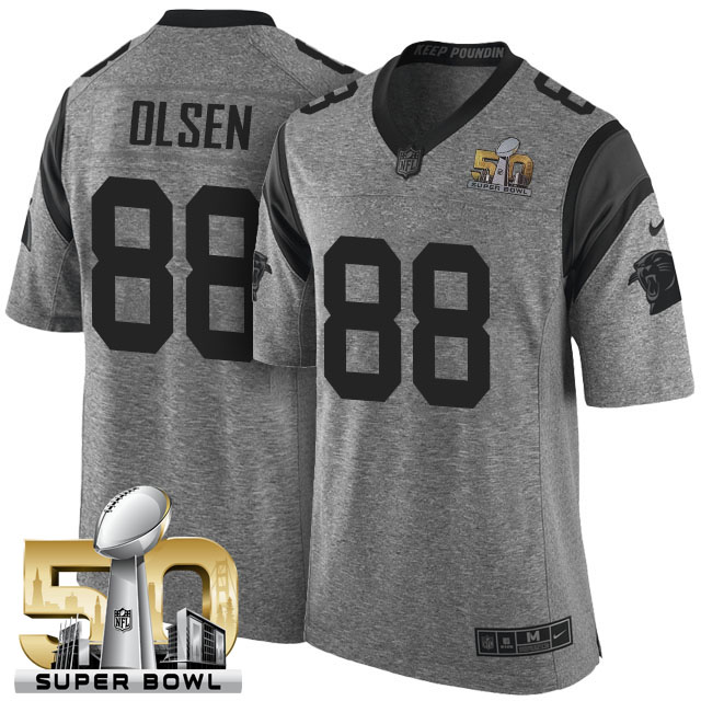 2016 Super Bowl 50 Carolina Panthers #88 Greg Olsen Gridiron Gray Limited Jersey