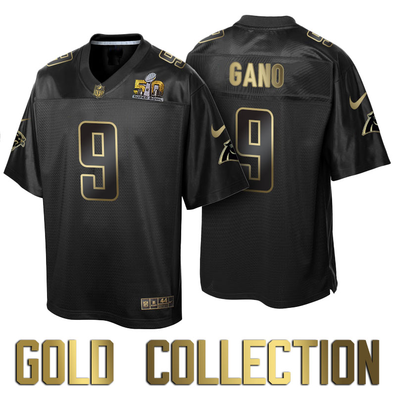 Carolina Panthers #9 Graham Gano Super Bowl 50th Black Gold Collection Jersey