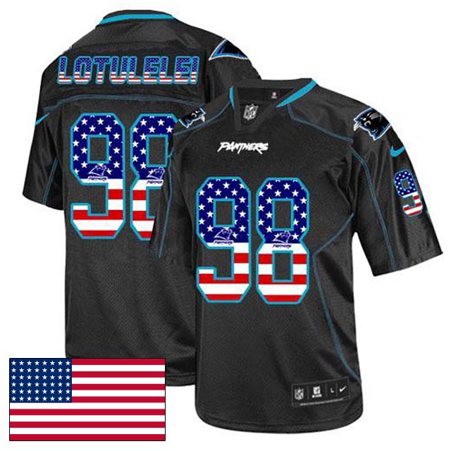 Carolina Panthers #98 Star Lotulelei Black USA Flag Fashion Jersey