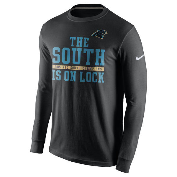 Carolina Panthers Black 2015 NFC South Division Champions Long Sleeve T-Shirt