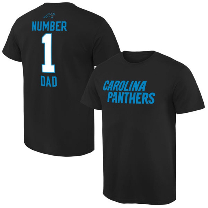 Carolina Panthers Black Number 1 Dad Name & Logo Pro Line T-Shirt