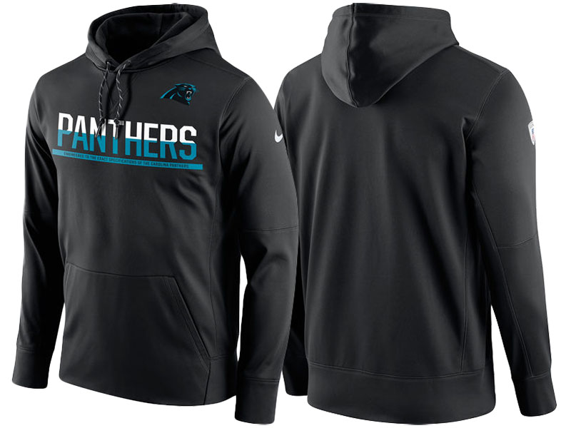 Carolina Panthers Black Circuit Thermafit Sideline Winter Pullover Performance Hoodie