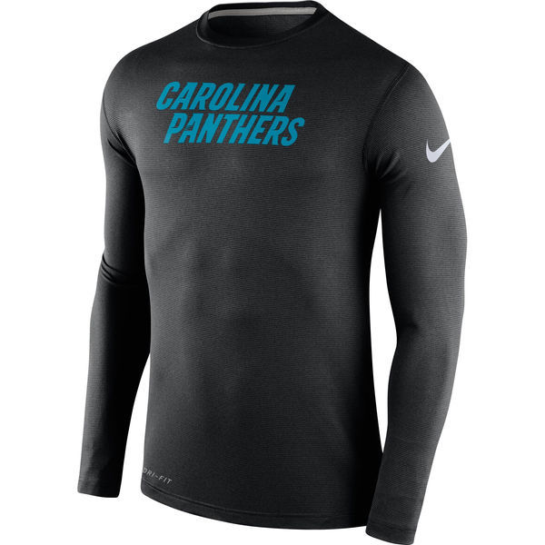 Carolina Panthers Black Stadium Touch Long Sleeve Performance T-Shirt