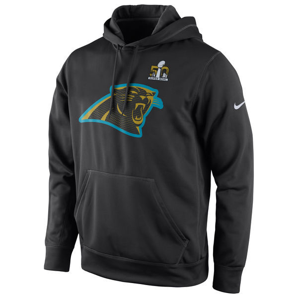 Carolina Panthers Black Super Bowl 50 Team Travel Performance Pullover Hoodie