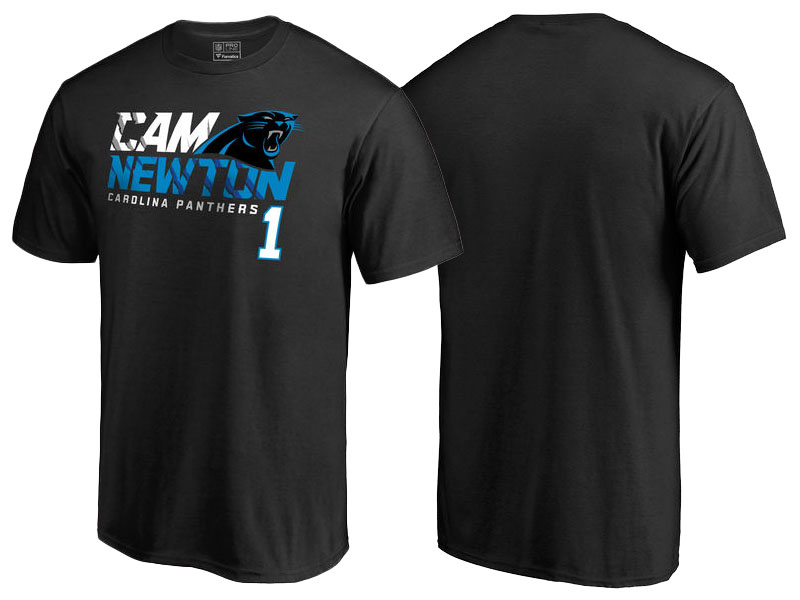 Carolina Panthers Pro Line Black Number & Name Cam Newton Fans T-Shirt