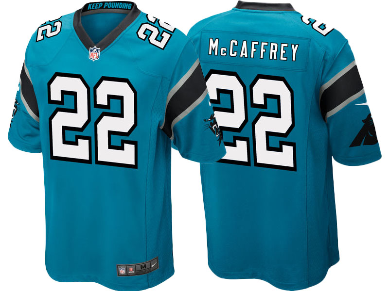 Carolina Panthers Christian McCaffrey Blue 2017 Draft Pick Game Jersey