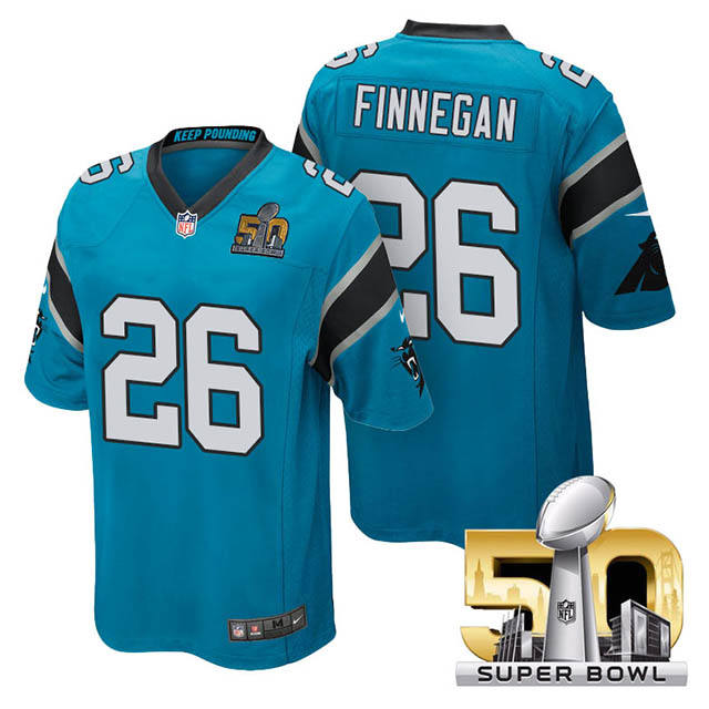 Youth Carolina Panthers #26 Cortland Finnegan Blue 2016 Super Bowl 50 Game Jersey