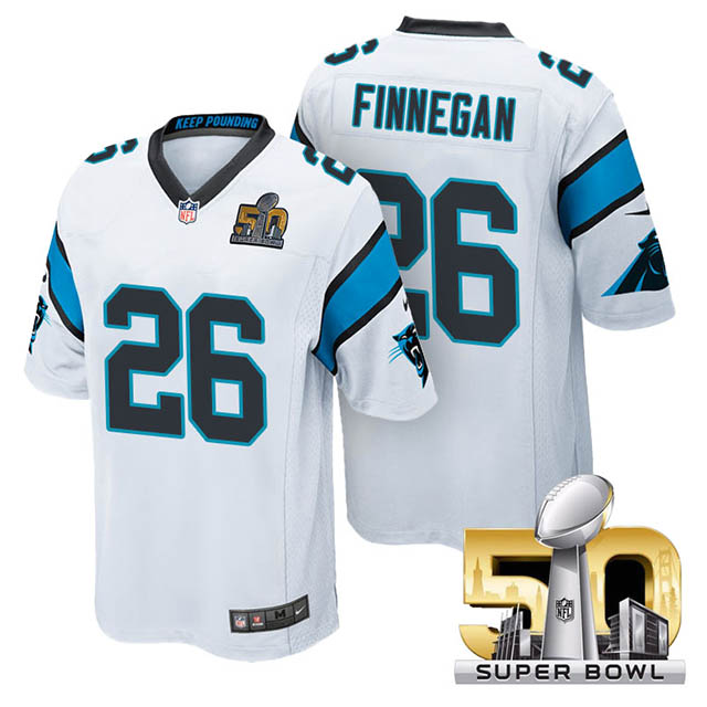 Youth Carolina Panthers #26 Cortland Finnegan White 2016 Super Bowl 50 Game Jersey