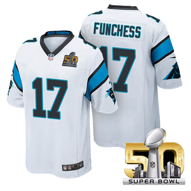 Youth Carolina Panthers #17 Devin Funchess White 2016 Super Bowl 50 Game Jersey