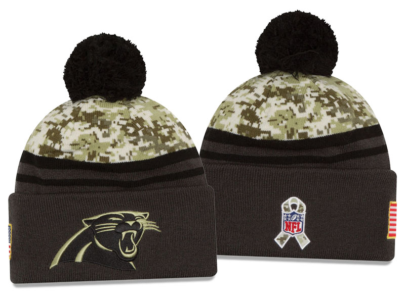 Carolina Panthers Graphite New Era Camo Salute To Service Knit Hat For Veterans Day