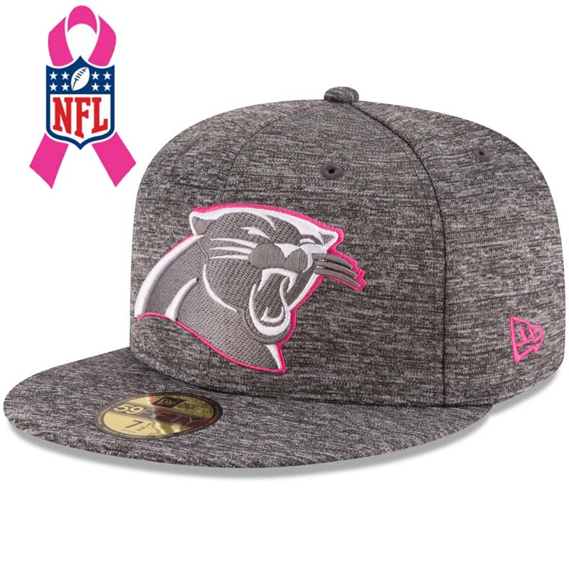 Carolina Panthers Gray New Era Heather 2016 Breast Cancer Awareness Sideline 59FIFTY Fitted Hat