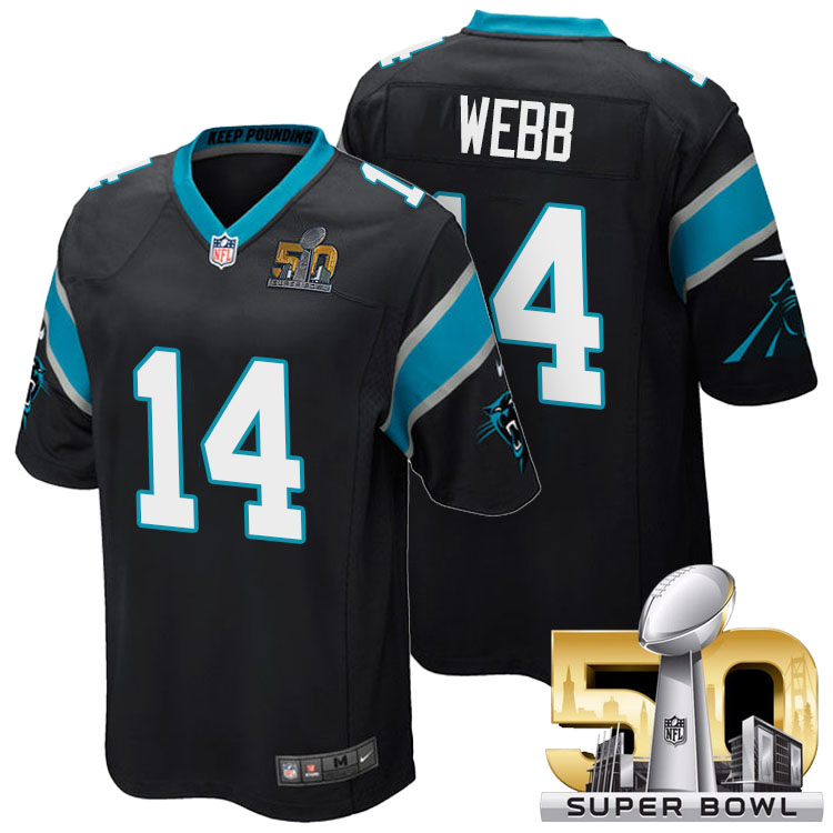 Carolina Panthers #14 Joe Webb Black 2016 Super Bowl 50 Game Jersey