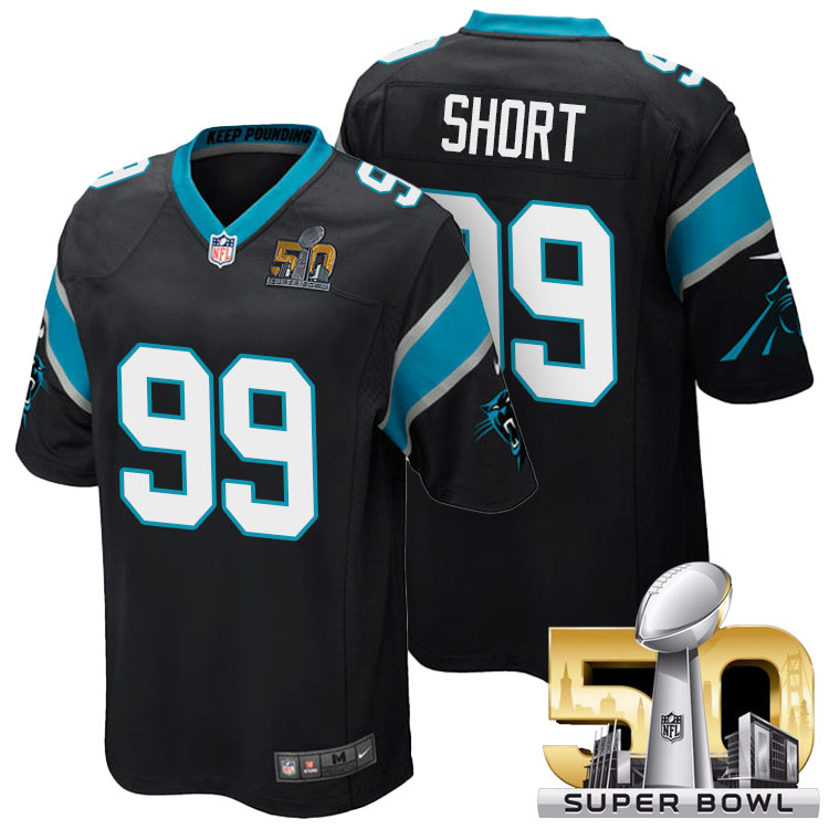 Carolina Panthers #99 Kawann Short Black 2016 Super Bowl 50 Game Jersey