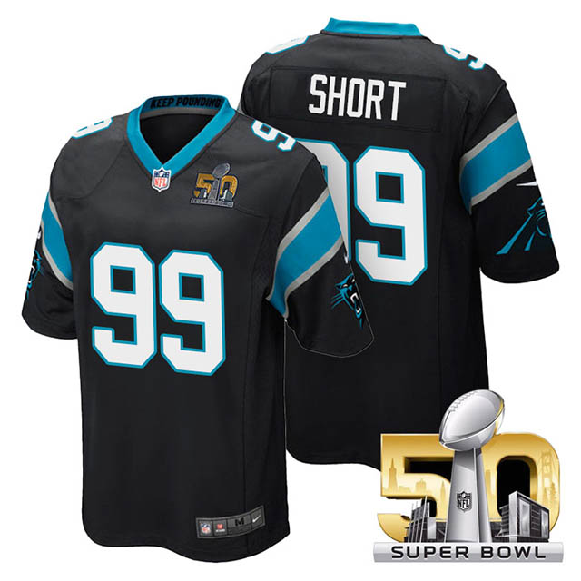 Youth Carolina Panthers #99 Kawann Short Black 2016 Super Bowl 50 Game Jersey