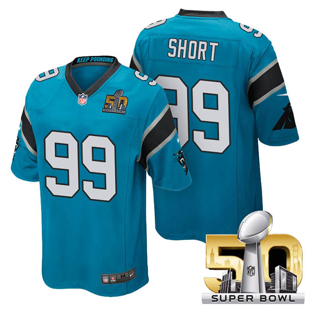 Youth Carolina Panthers #99 Kawann Short Blue 2016 Super Bowl 50 Game Jersey