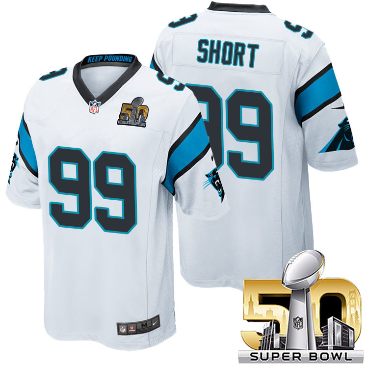 Carolina Panthers #99 Kawann Short White 2016 Super Bowl 50 Game Jersey