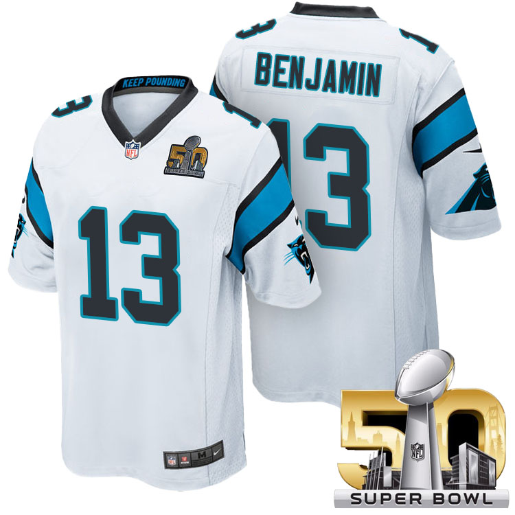 Carolina Panthers #13 Kelvin Benjamin White 2016 Super Bowl 50 Game Jersey