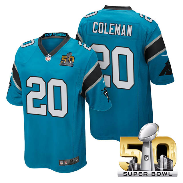 Youth Carolina Panthers #20 Kurt Coleman Blue 2016 Super Bowl 50 Game Jersey