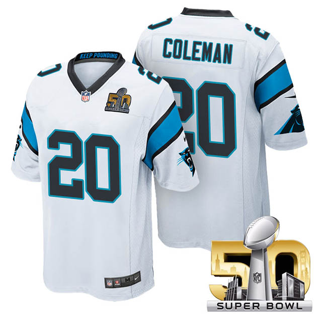 Youth Carolina Panthers #20 Kurt Coleman White 2016 Super Bowl 50 Game Jersey