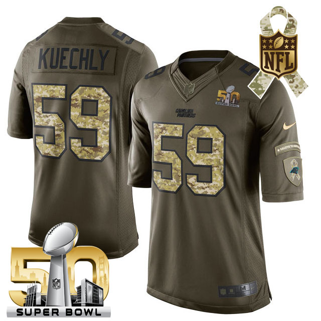 Super Bowl 50 Carolina Panthers #59 Luke Kuechly Green Salute To Service Limited Jersey