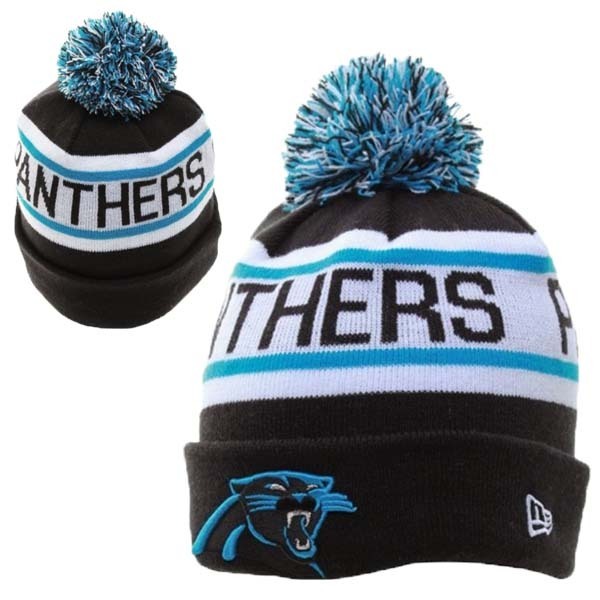 Carolina Panthers New Era Black Sport Knit Hat With Pom