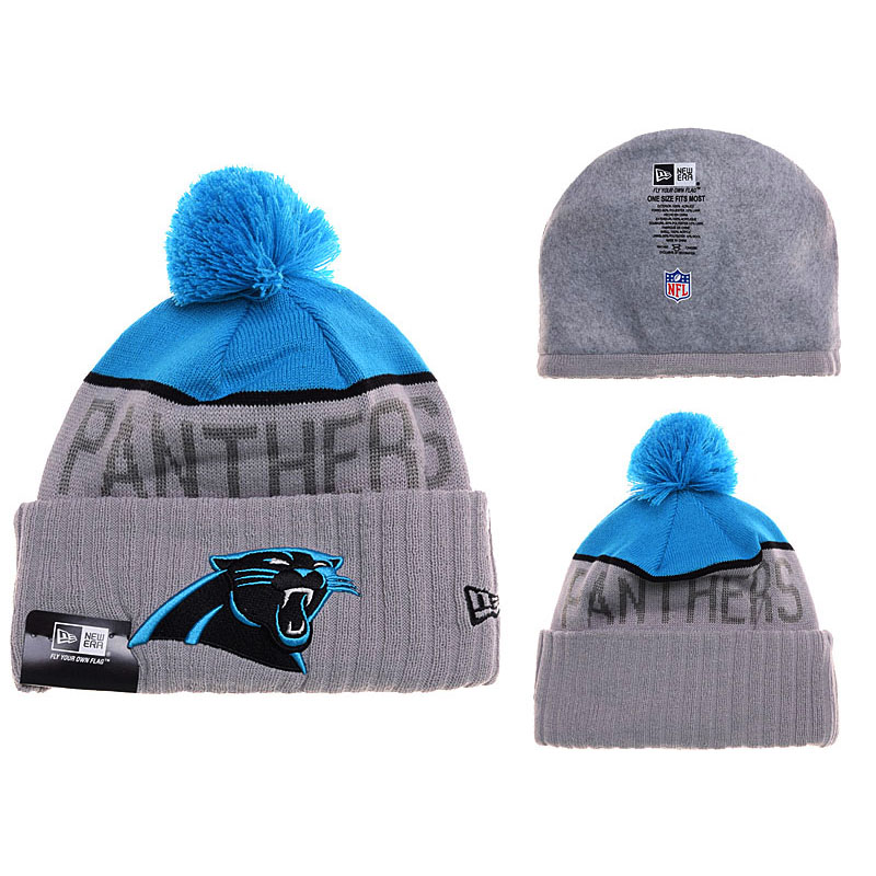 Men's Carolina Panthers New Era Gray Sport Knit Hat With Pom