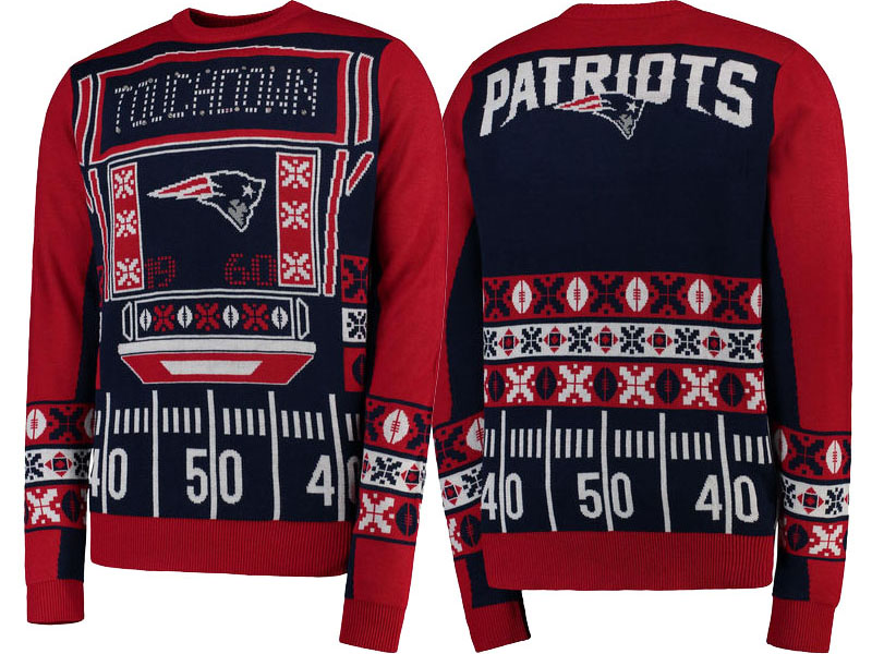 2016 Christmas New England Patriots Navy Blue Light-Up Ugly Sweater