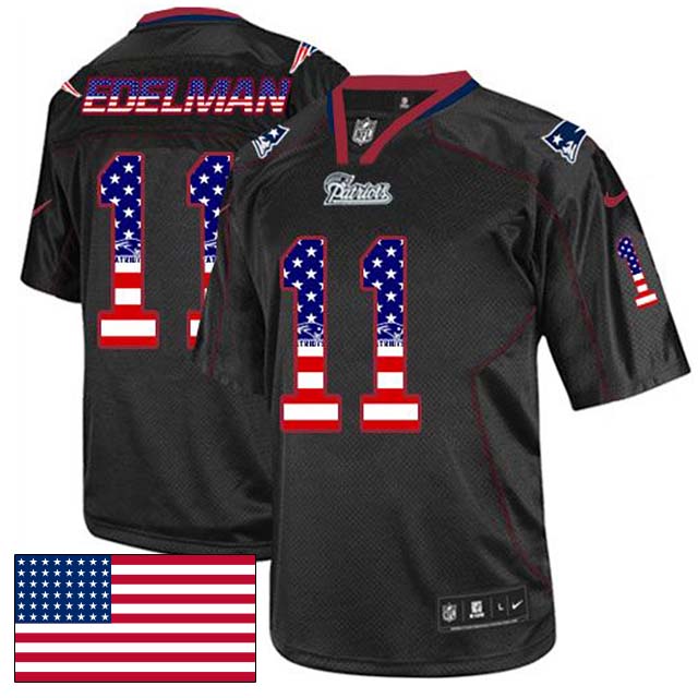 New England Patriots #11 Julian Edelman Black USA Flag Fashion Jersey