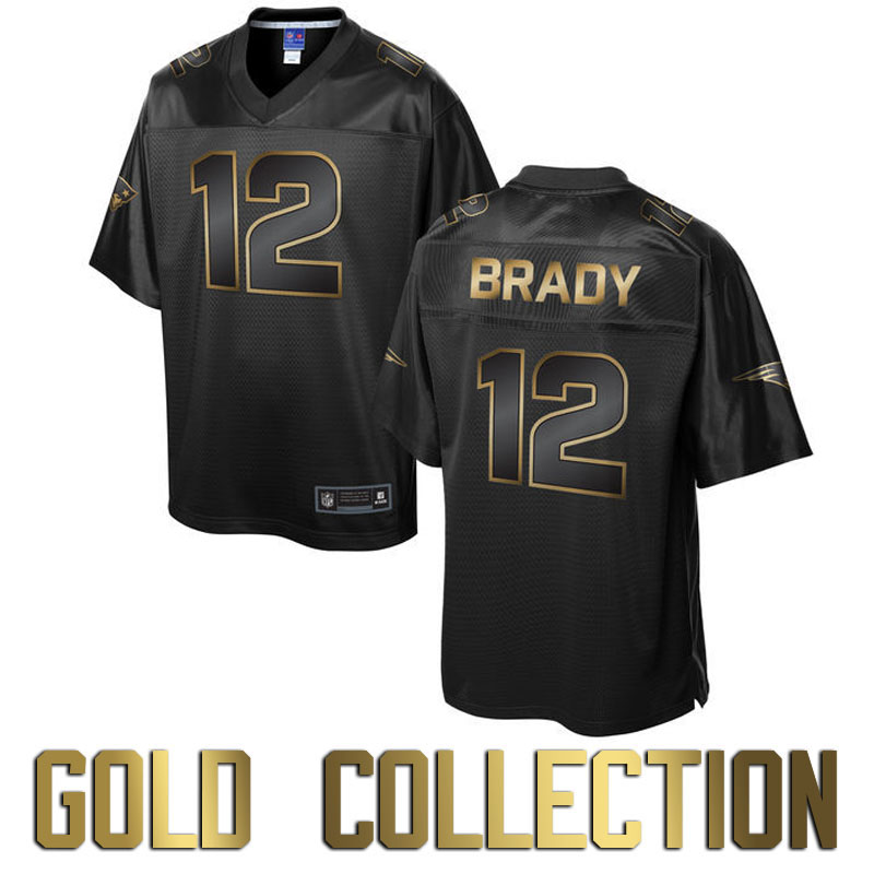 New England Patriots #12 Tom Brady Super Bowl 50 Black Gold Collection Jersey