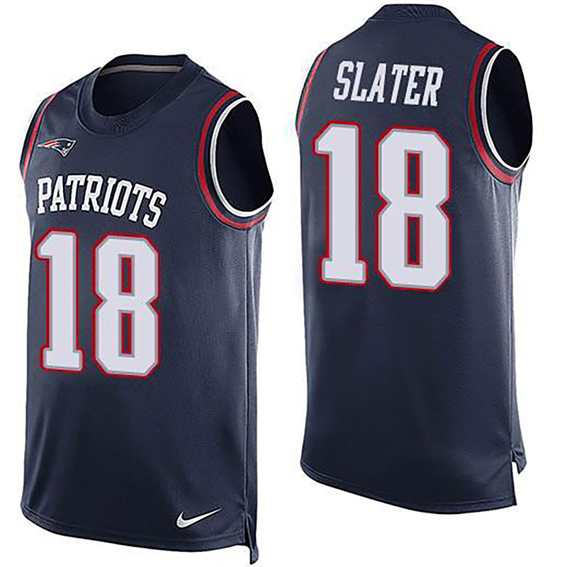 Patriots #18 Matthew Slater Navy Blue Team Color Men NFL Limited Tank Top