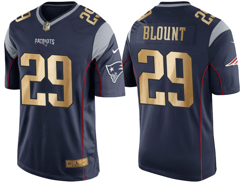 2016 Christmas New England Patriots #29 LeGarrette Blount Navy Blue Golden Edition Jersey