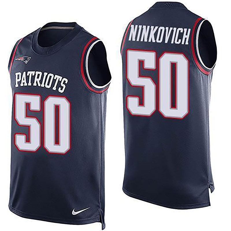 Patriots #50 Rob Ninkovich Navy Blue Team Color Men NFL Limited Tank Top