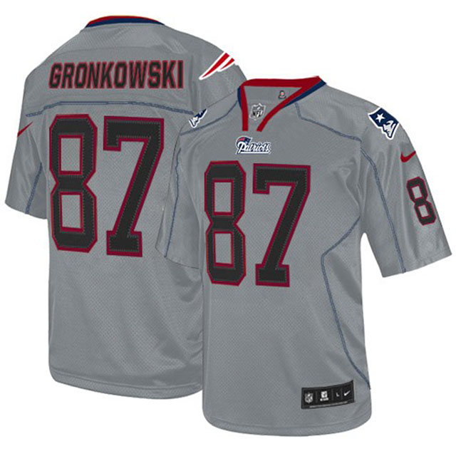 New England Patriots #87 Rob Gronkowski Grey Lights Out Jersey