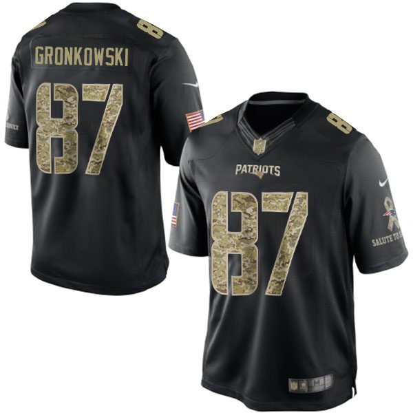 NFL New England Patriots #87 Rob Gronkowski Salute To Service Black Jersey