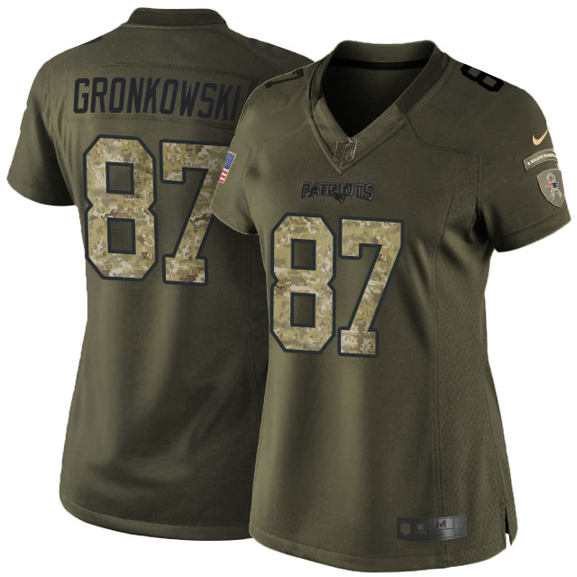 Women's New England Patriots #87 Rob Gronkowski Green Salute To Service Limited Jersey