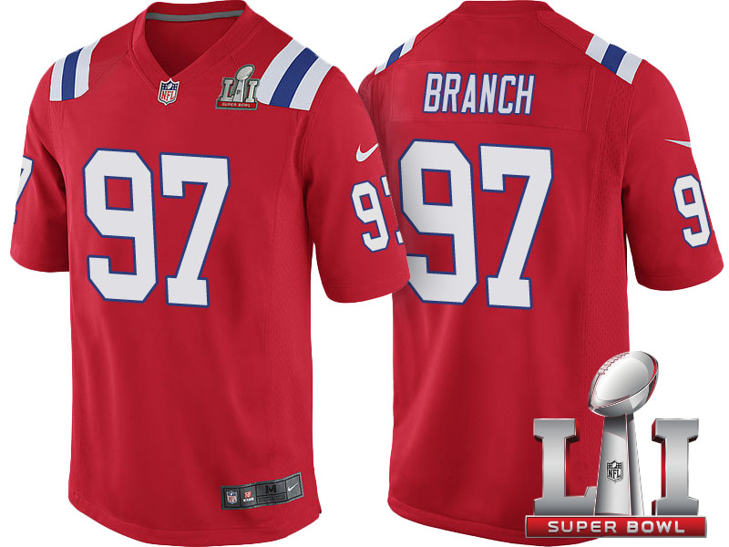 New England Patriots #97 Alan Branch Red Super Bowl LI Jersey