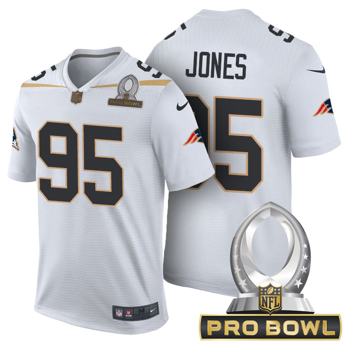 New England Patriots #95 Chandler Jones White 2016 Pro Bowl Game Jersey