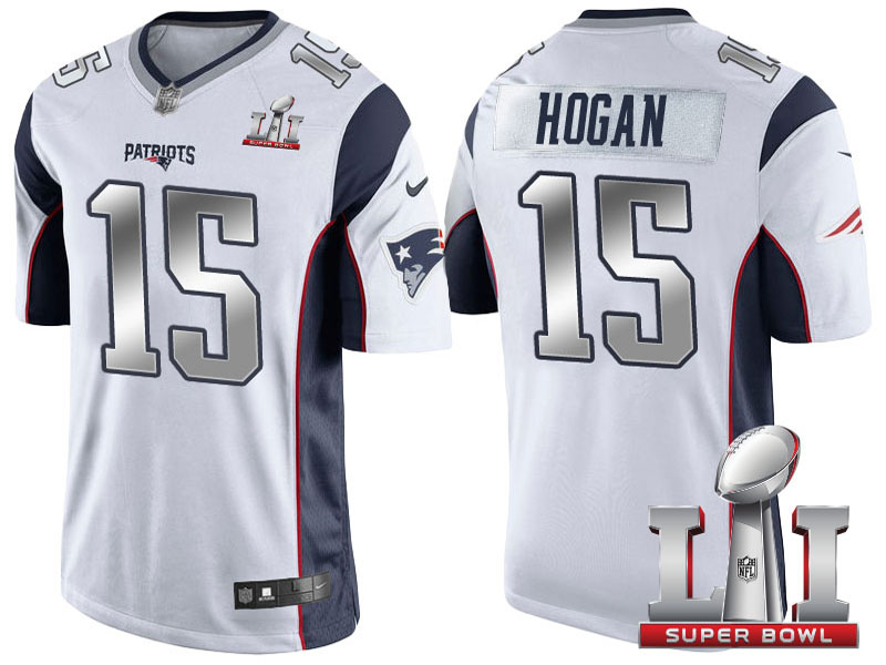 New England Patriots #15 Chris Hogan White 2017 Super Bowl LI Silver Limited Jersey