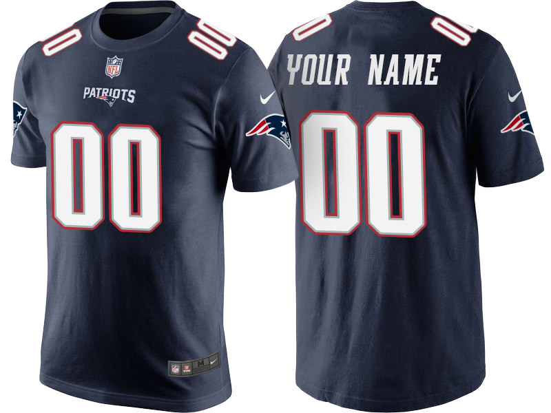 New England Patriots Custom Navy Name & Number T-Shirt