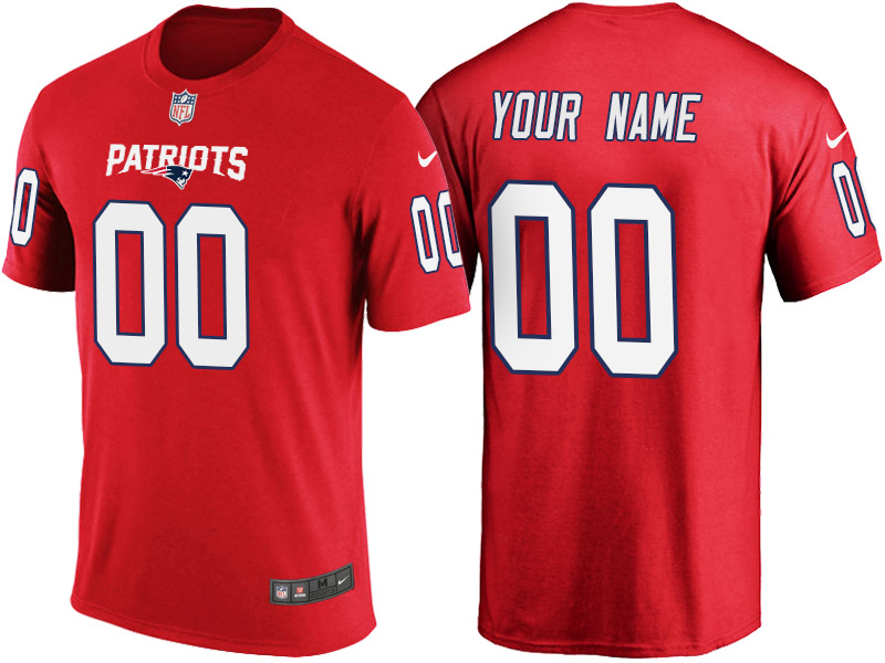 New England Patriots Custom Red Name & Number T-Shirt