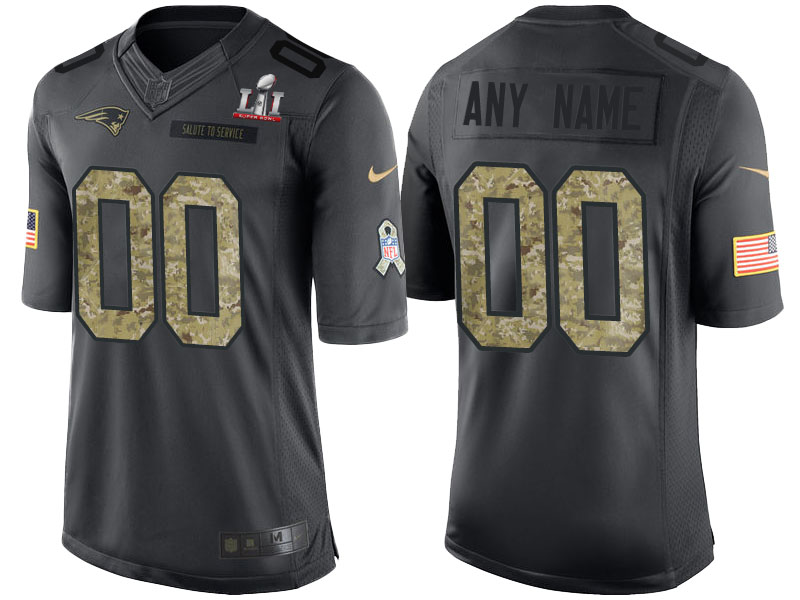 New England Patriots Anthracite Customized Super Bowl LI Champions Salute to Service Jersey