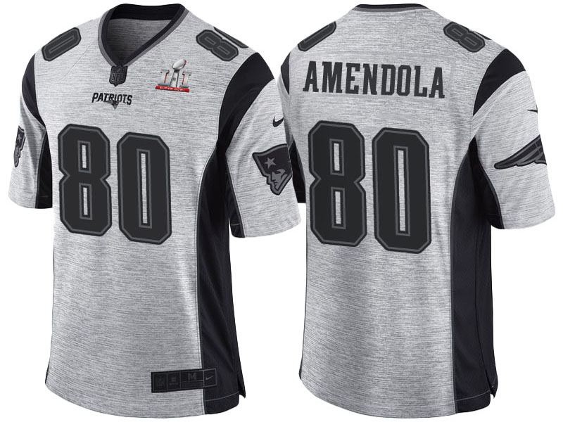 New England Patriots #80 Danny Amendola Super Bowl LI Champions Gridiron Gray II Limited Jersey