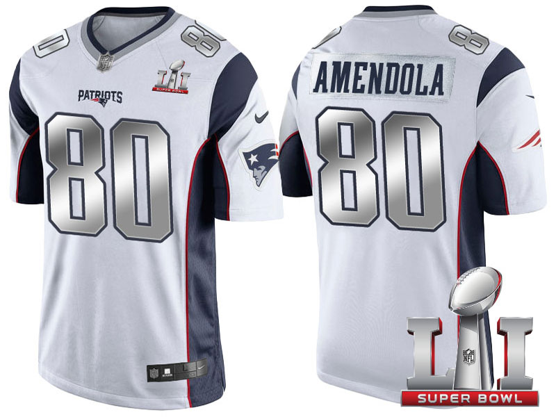 New England Patriots #80 Danny Amendola White 2017 Super Bowl LI Silver Limited Jersey