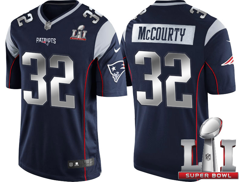 New England Patriots #32 Devin McCourty Navy 2017 Super Bowl LI Silver Limited Jersey