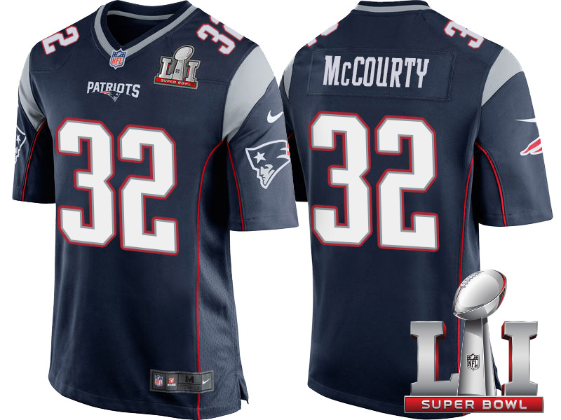 New England Patriots #32 Devin McCourty Navy 2017 Super Bowl 51 Patch Game Jersey