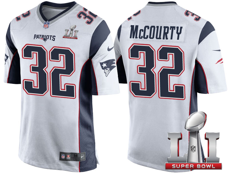 New England Patriots #32 Devin McCourty White 2017 Super Bowl LI Patch Game Jersey